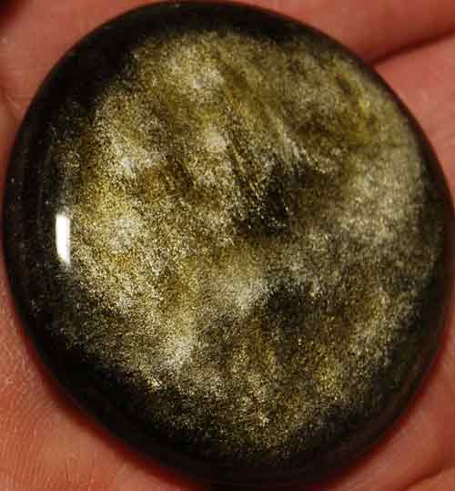 Gold Sheen Obsidian Palm Stone #13
