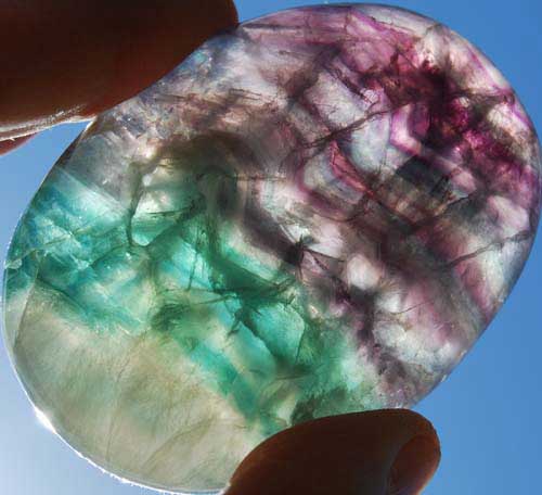 Rainbow Fluorite Soap-Shaped Palm Stone #16