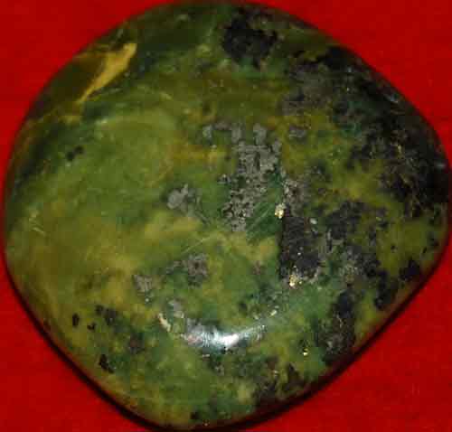 Serpentine Palm Stone with Pyrite Inclusions #23