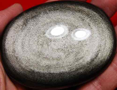 Silver Sheen Obsidian Soap-Shaped Palm Stone #10