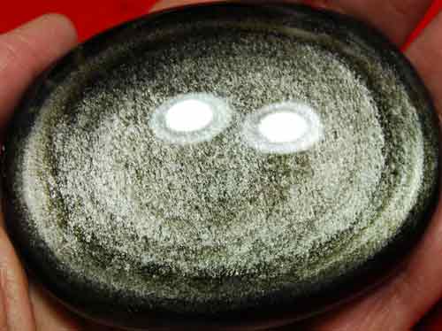 Silver Sheen Obsidian Soap-Shaped Palm Stone #14