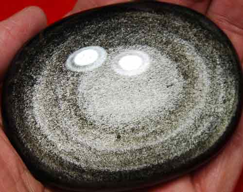 Silver Sheen Obsidian Soap-Shaped Palm Stone #1