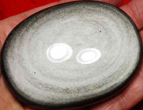 Silver Sheen Obsidian Soap-Shaped Palm Stone #3