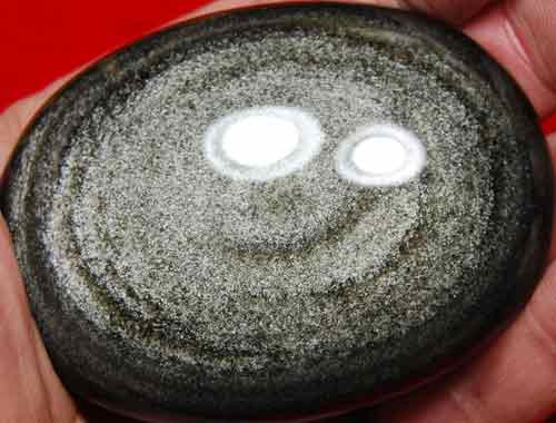 Silver Sheen Obsidian Soap-Shaped Palm Stone #7