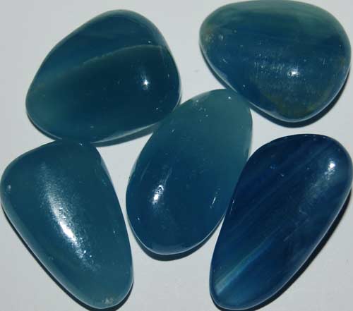 Five Blue Calcite Tumbled Stones #24