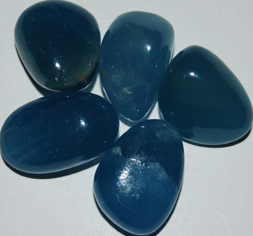 Five Blue Calcite Tumbled Stones #26