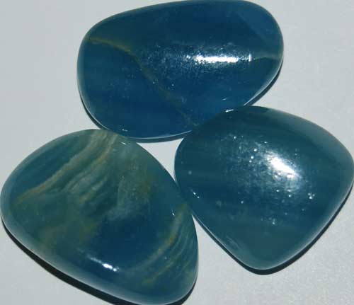 Three Blue Calcite Tumbled Stones #4