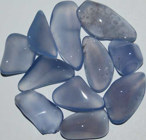 Eleven Blue Chalcedony Tumbled Stones #10