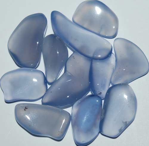 Eleven Blue Chalcedony Tumbled Stones #11