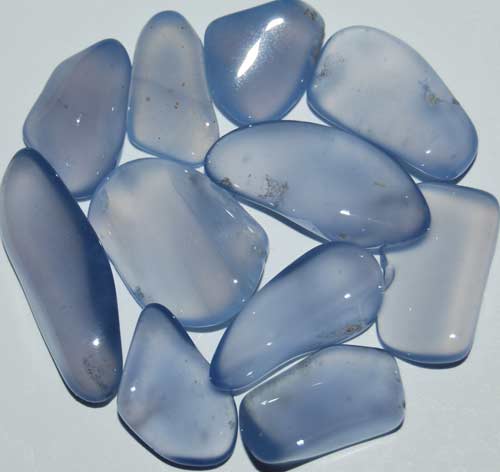 Eleven Blue Chalcedony Tumbled Stones #15