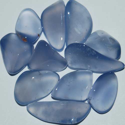 Eleven Blue Chalcedony Tumbled Stones #3