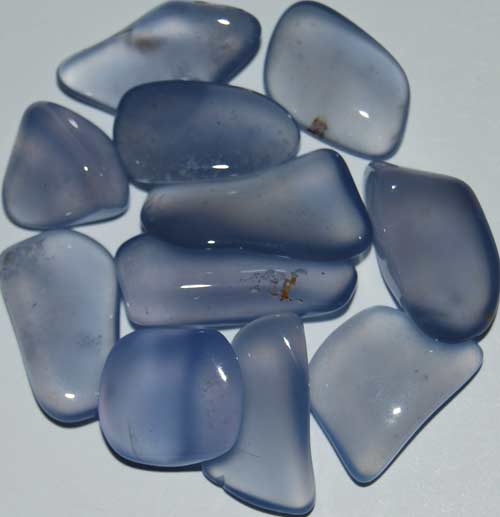 Eleven Blue Chalcedony Tumbled Stones #4