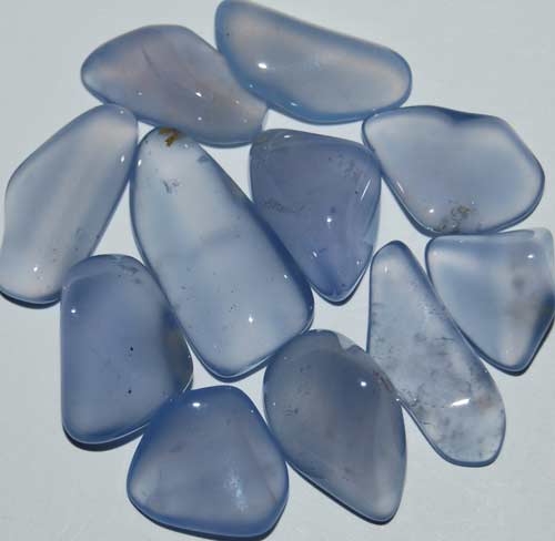 Eleven Blue Chalcedony Tumbled Stones #5