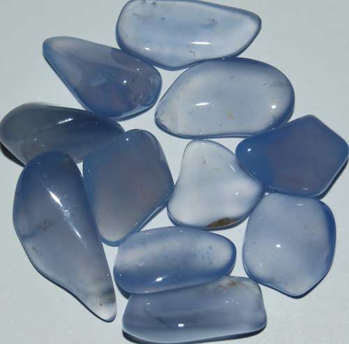 Eleven Blue Chalcedony Tumbled Stones #6