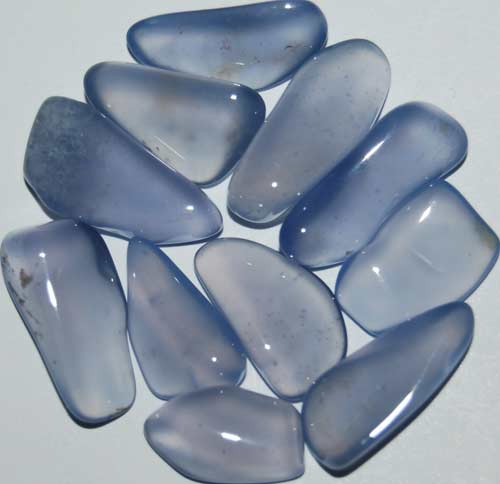 Eleven Blue Chalcedony Tumbled Stones #7
