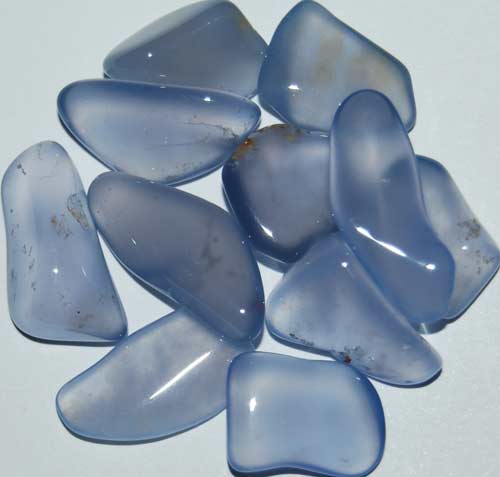 Eleven Blue Chalcedony Tumbled Stones #9