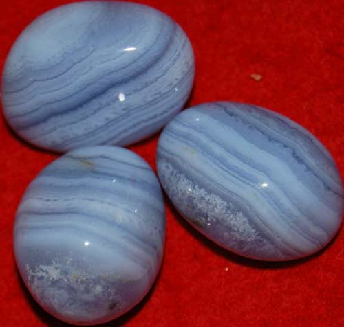 3 Large Blue Lace Agate Tumbled Stones #10