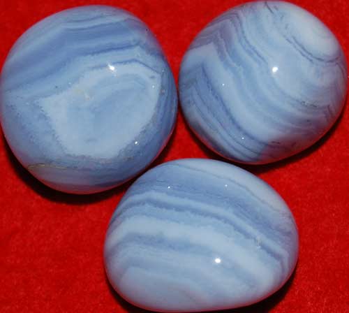3 Large Blue Lace Agate Tumbled Stones #11