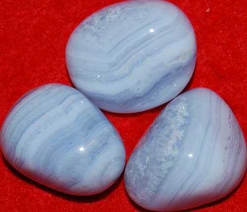 3 Large Blue Lace Agate Tumbled Stones #2