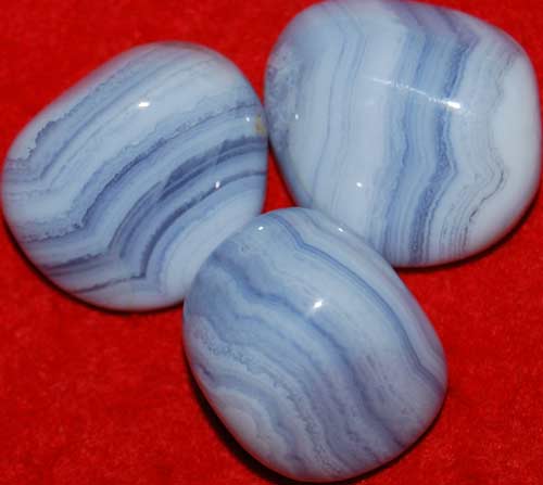 3 Large Blue Lace Agate Tumbled Stones #9