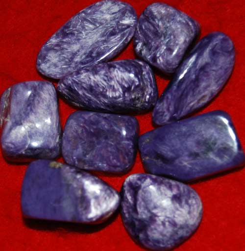 Nine Charoite Small AAA Tumbled Stones #11