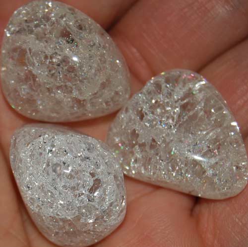 Three Cracked Quartz Tumbled Stones #10