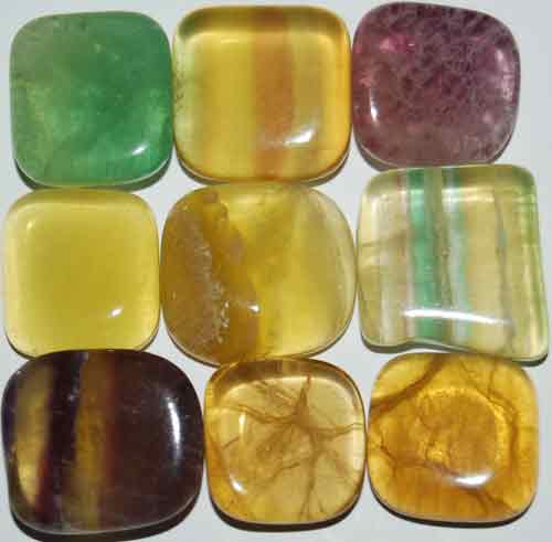 9 Mixed Fluorite Tumbled Stones #1