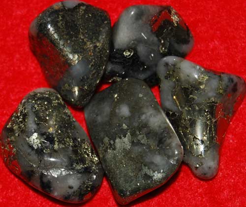 5 Pyrite in Quartz Tumbled Stones #1