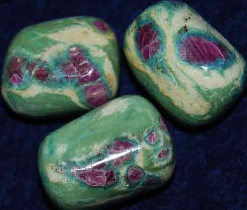 3 Ruby in Fuchsite Tumbled Stones #12