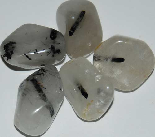 5 Tourmalinated Quartz Tumbled Stones #10