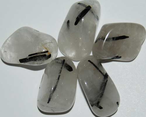 5 Tourmalinated Quartz Tumbled Stones #13