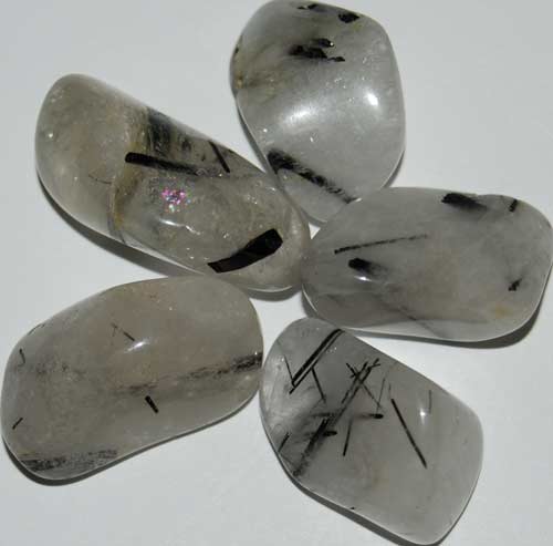 5 Tourmalinated Quartz Tumbled Stones #14