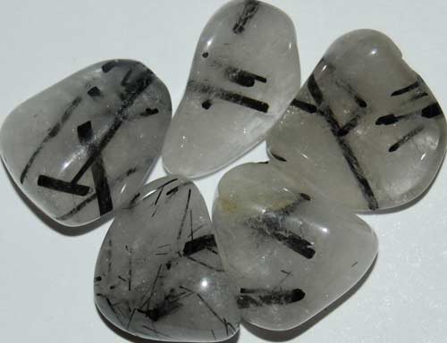 5 Tourmalinated Quartz Tumbled Stones #1