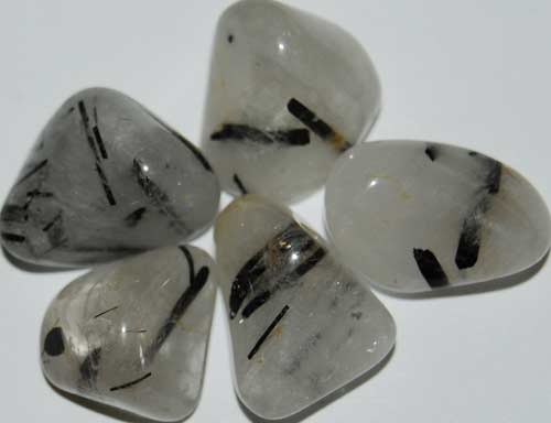5 Tourmalinated Quartz Tumbled Stones #3