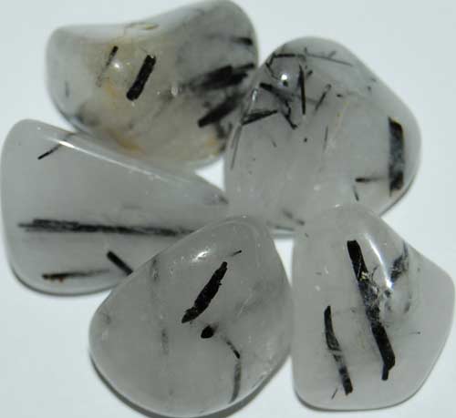 5 Tourmalinated Quartz Tumbled Stones #4
