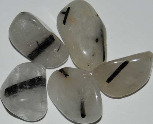 5 Tourmalinated Quartz Tumbled Stones #6