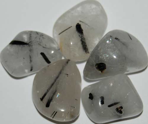 5 Tourmalinated Quartz Tumbled Stones #8