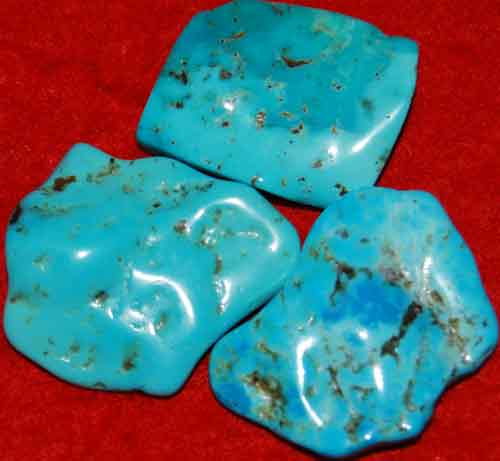 3 Wavy Turquoise Tumbled Stones #11