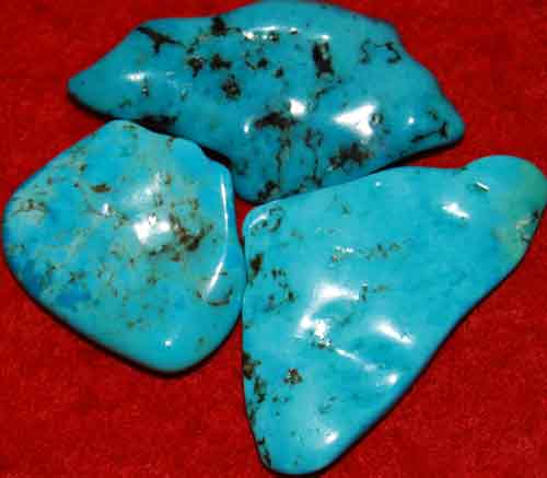 3 Wavy Turquoise Tumbled Stones #12