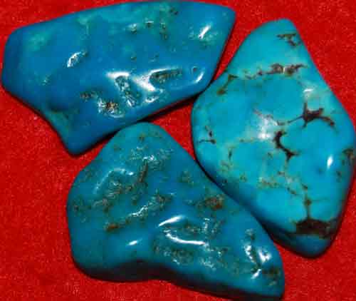 3 Wavy Turquoise Tumbled Stones #14