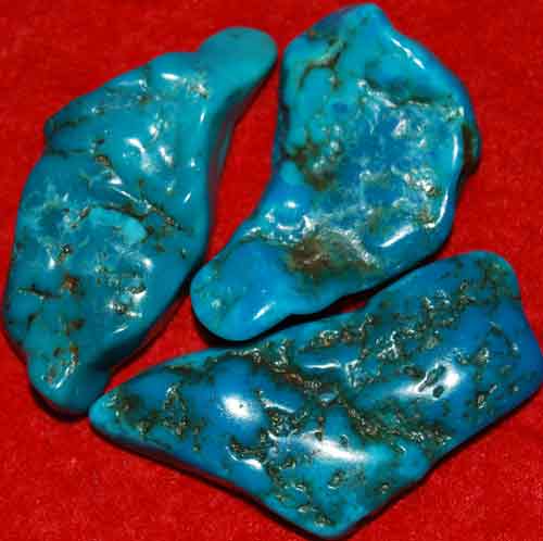 3 Wavy Turquoise Tumbled Stones #15