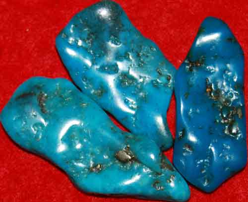 3 Wavy Turquoise Tumbled Stones #16