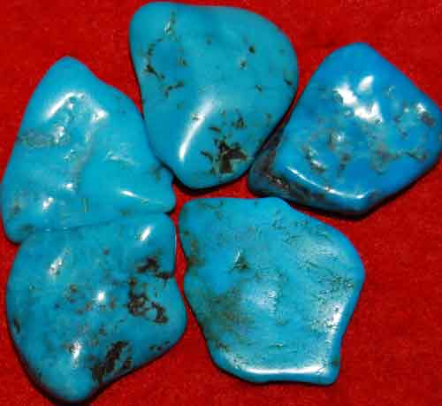 5 Wavy Turquoise Tumbled Stones #1