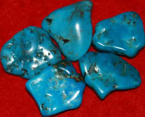 5 Wavy Turquoise Tumbled Stones #3