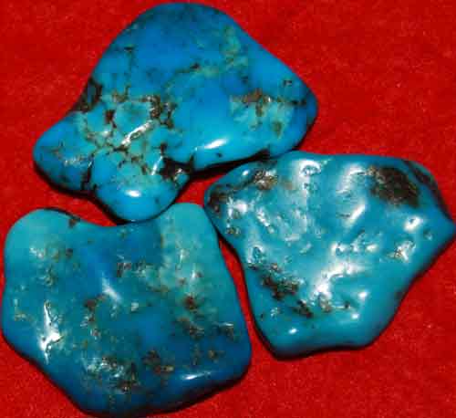 3 Wavy Turquoise Tumbled Stones #8