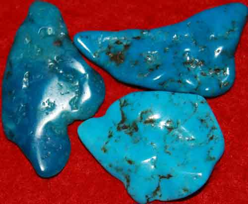 3 Wavy Turquoise Tumbled Stones #9