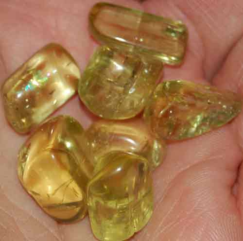 Seven Yellow Apatite Tumbled Stones #11