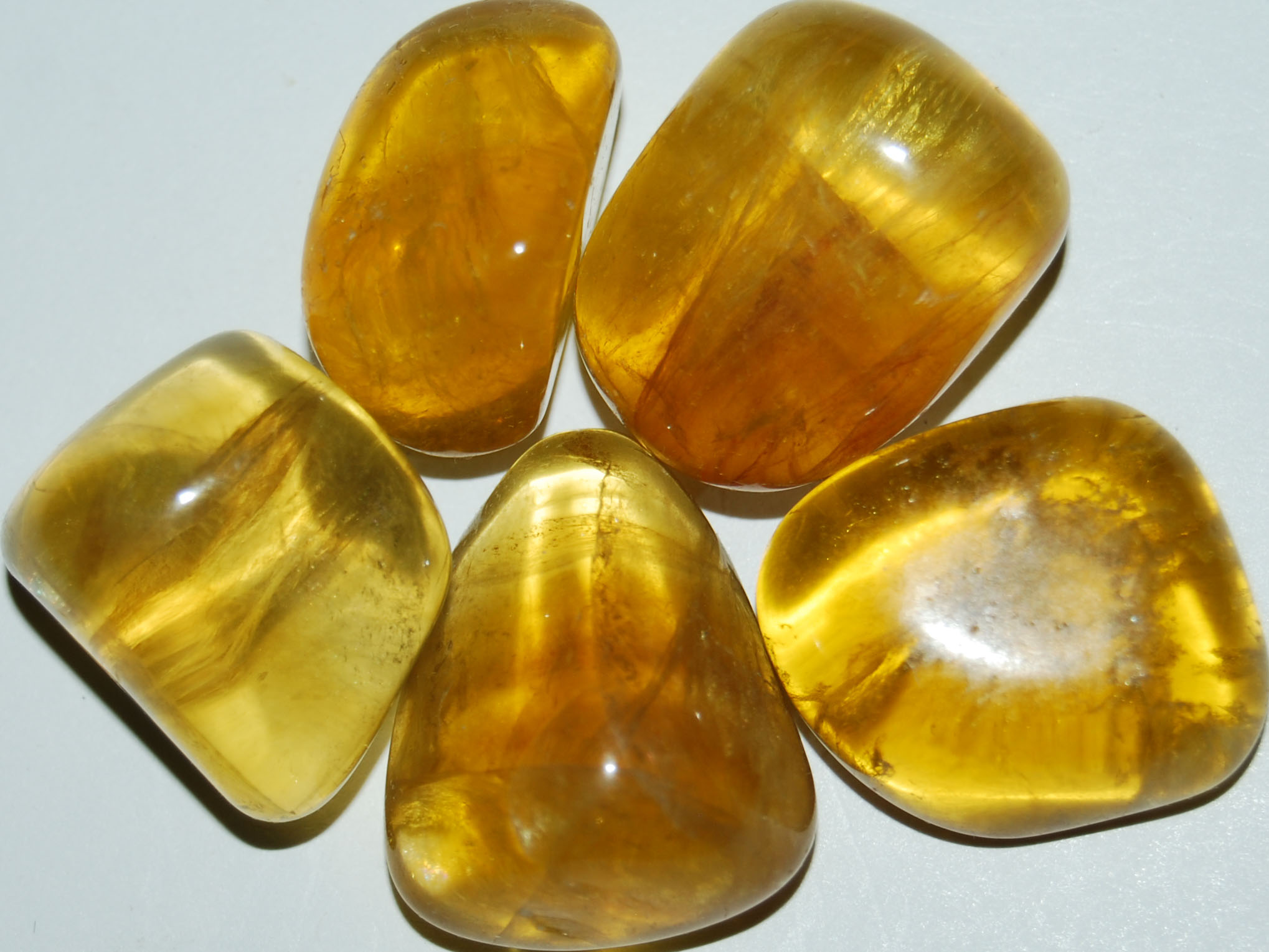 5 Yellow Fluorite Tumbled Stones #1