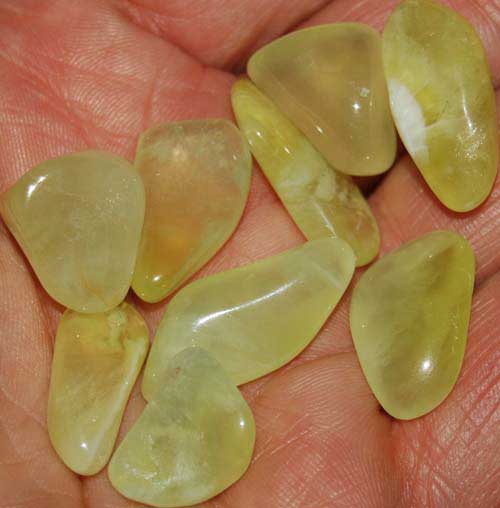 9 Yellow Prehnite Tumbled Stones (Grade AA) #1