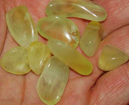 9 Yellow Prehnite Tumbled Stones (Grade AA) #4